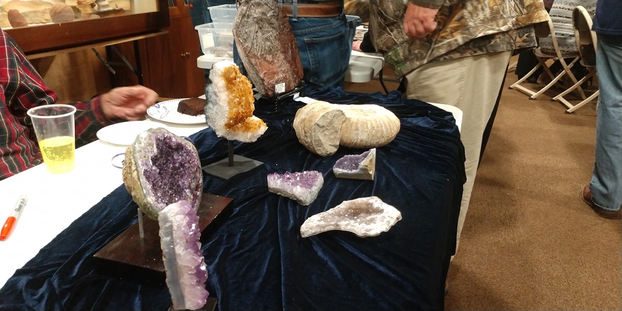 minerals and fossils on display
