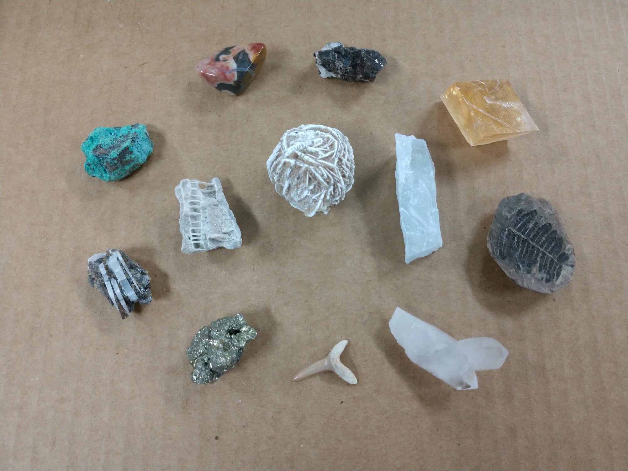 minerals on table
